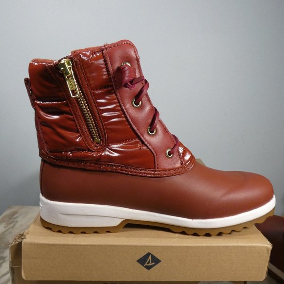 Sperry Women's Maritime Repel Puffer Snow Boot, Red Nylon, 8 - Picture 2 of 9